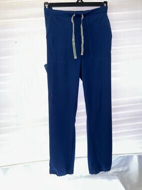 WonderWink Spread Good Cheer Scrub Pants Womens L Navy Blue Cargo Drawstring